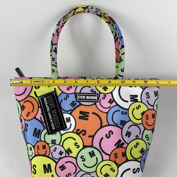 Steve‎ Madden Insulated Mini Lunch Tote Multi Color Zip Smiley Face Brand New - Picture 11 of 11